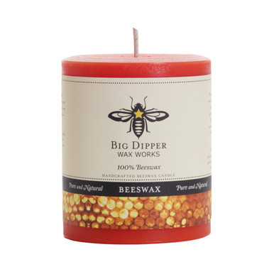 Pure Beeswax Pillar Candle, Medium (3" x 3.5"), Pumpkin - Seconds - Big Dipper Wax Works - XP34P