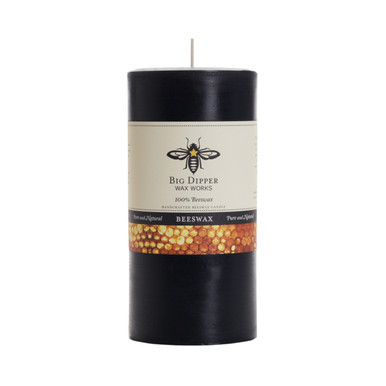 Pure Beeswax Pillar Candle, Large (3" x 6"), Black - Seconds - Big Dipper Wax Works - XP36B