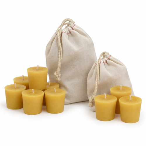 Votive Candle Sampler – beeswax votives with cotton gift bags