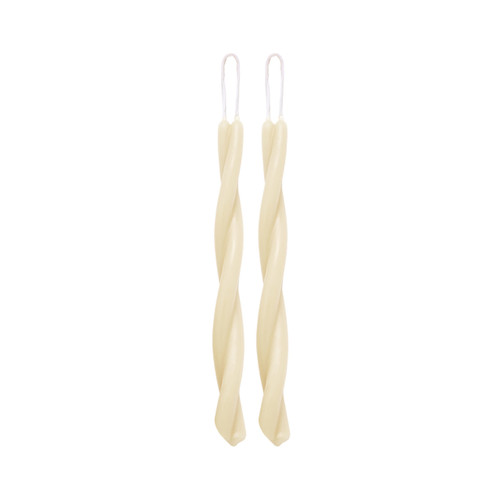 Pure Beeswax Twisted Taper Candles in Natural Ivory – Handcrafted Pair with Natural Cotton Wicks