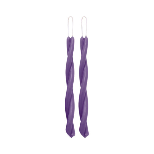 Pure Beeswax Twisted Taper Candles in Purple – Handcrafted Pair with Natural Cotton Wicks