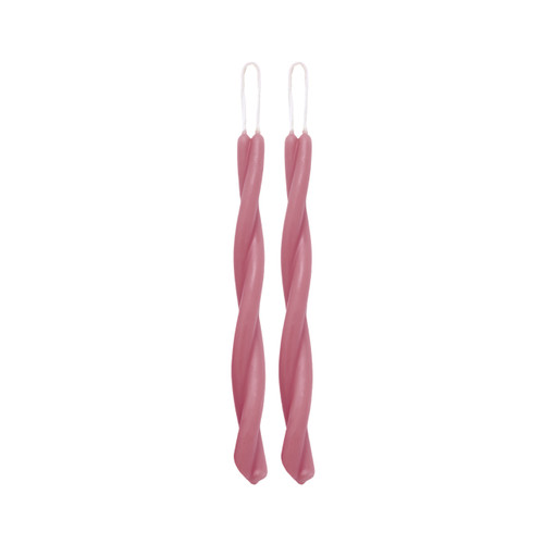 Pure Beeswax Twisted Taper Candles in Pink – Handcrafted Pair with Natural Cotton Wicks