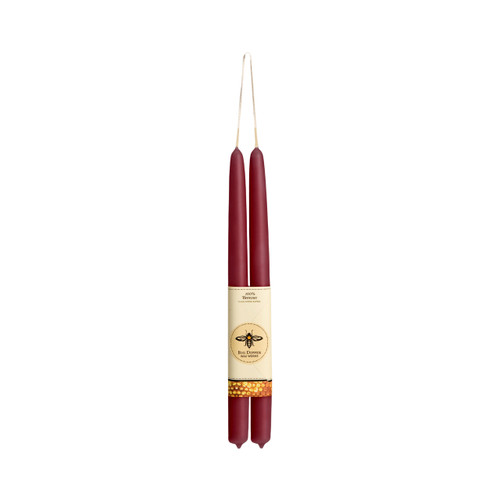 Pure Beeswax Taper Candles, Standard (12" x 7/8"), Garnet
