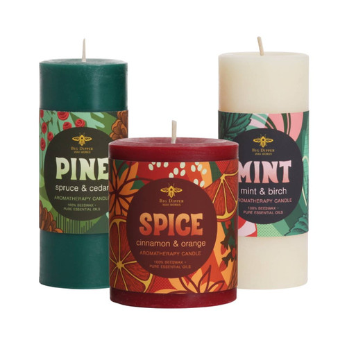 Holiday Aromatherapy Pillars - Big Dipper Wax Works - SKU: HAP