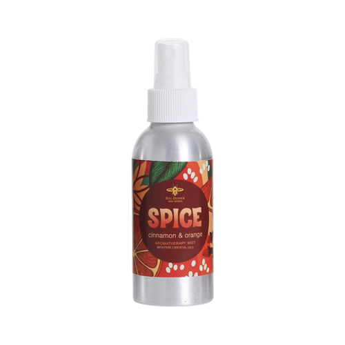 Holiday Aromatherapy Mist 4 oz, Spice – aromatherapy mist bottle with illustrated holiday label