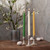 Pure Beeswax Taper Candles, Standard (12" x 7/8"), Ivory – tapers in brass holders with spring branches