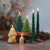 Pure Beeswax Sculpted Tree Taper Candles, Forest (Set of 2) – lit tree tapers with holiday candles