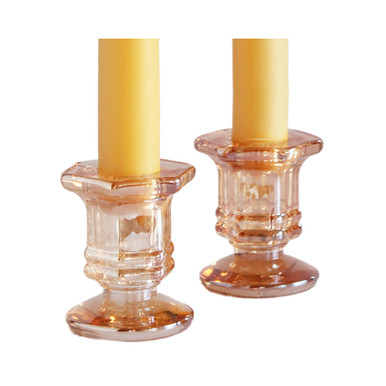 Rustic Amber Glass Taper Candle Holder - single