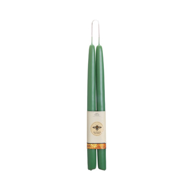 Pure Beeswax Taper Candles, Standard (12" x 7/8"), Moss