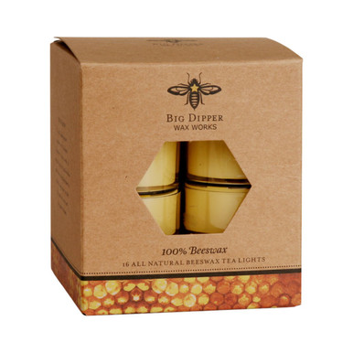 Pure Beeswax Tea Light Candles, Box of 16