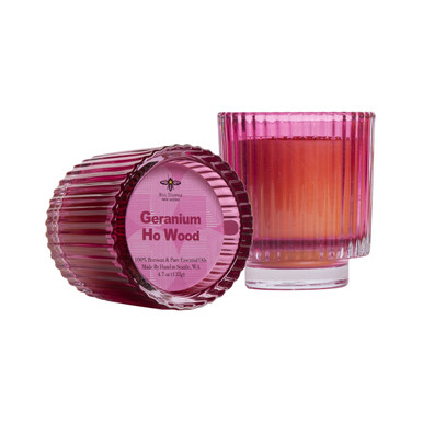 Garden Party Glass Candle, Geranium Ho Wood (Pink)