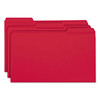 Reinforced Top Tab Colored File Folders, 1/3-cut Tabs, Legal Size, Red, 100/box