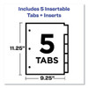 Insertable Big Tab Plastic 1-pocket Dividers, 5-tab, 11.13 X 9.25, Assorted, 1 Set