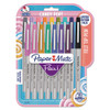 Flair Felt Tip Stick Marker Pen, 0.4mm, Assorted Ink, Gray Barrel, 16/pack