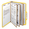 Eight-section Pressboard Top Tab Classification Folders With Safeshield Fasteners, 3 Dividers, Letter Size, Yellow, 10/box