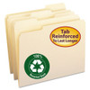 100% Recycled Reinforced Top Tab File Folders, 1/3-cut Tabs, Letter Size, Manila, 100/box