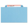 Six-section Pressboard Top Tab Classification Folders With Safeshield Fasteners, 2 Dividers, Letter Size, Blue, 10/box