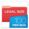 Colored File Folders, 1/3-cut Tabs, Legal Size, Red/light Red, 100/box