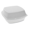 Foam Hinged Lid Containers, Single Tab Lock, 6.38 X 6.38 X 3, 1-compartment, White, 500/carton