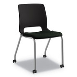 Motivate Four-leg Stacking Chair, Onyx Seat/black Back, Platinum Base, 2/carton