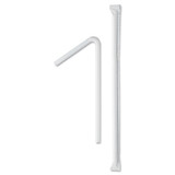 Wrapped Super-jumbo Flexible Straws, 7 5/8", White, 10000/carton