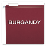 Colored Reinforced Hanging Folders, Letter Size, 1/5-cut Tab, Burgundy, 25/box