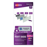 The Mighty Badge Name Badge Holder Kit, Horizontal, 3 X 1, Laser, Silver, 4 Holders/32 Inserts