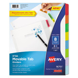 Movable Tab Dividers With Color Tabs, 8-tab, 11 X 8.5, White, 1 Set