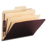 Supertab Colored Classification Folders, Safeshield Coated Fastener Technology, 2 Dividers, Letter Size, Maroon, 10/box
