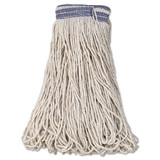 Universal Headband Mop Head, Cotton, White, 32oz, 1" Blue Band, 12/carton