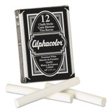 Alphacolor White Chalk, Low-dust, 12 Sticks/pack