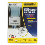 Name Badge Kits, Top Load, 4 X 3, White, Blue Bolo Cord, 25/box