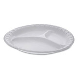 Unlaminated Foam Dinnerware, 3-compartment Plate, 10.25" Diameter, White, 540/carton