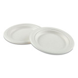 Bagasse Molded Fiber Dinnerware, 5-compartment Tray, 8 X 12, White, 500/carton