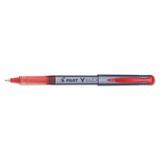 V Razor Point Liquid Ink Stick Marker Pen, 0.5mm, Red Ink, Gray Barrel, Dozen