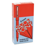 Razor Point Stick Porous Point Marker Pen, 0.3mm, Red Ink/barrel, Dozen