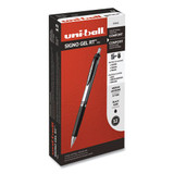 Signo Retractable Gel Pen, 0.7mm, Black Ink, Black/metallic Barrel, Dozen