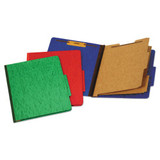 Six-section Colored Classification Folders, 2 Dividers, Letter Size, Green, 10/box