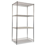 Nsf Certified Industrial 4-shelf Wire Shelving Kit, 36w X 24d X 72h, Silver