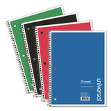 Wirebound Notebook, 1 Subject, Wide/legal Rule, Assorted Color Covers, 10.5 X 8, 70 Sheets, 4/pack
