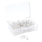 Standard Push Pins, Plastic, Clear, Silver Pin, 7/16", 200/pack