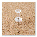 Standard Push Pins, Plastic, Clear, Silver Pin, 7/16", 200/pack