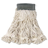 Web Foot Wet Mop, Cotton/synthetic, White, Medium, 5" Green Headband, 6/carton