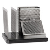 Distinctions Desk Organizer, 5 7/8 X 5 7/8 X 4 1/2, Metal/black
