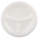 Laminated Foam Plates, 9" Dia, White, Round, 3 Compartments, 125/pk, 4 Pks/ct