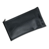 Leatherette Zippered Wallet, Leather-like Vinyl, 11w X 6h, Black