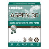 Aspen 30 Multi-use Recycled Paper, 92 Bright, 20lb, 8.5 X 14, White, 500 Sheets/ream, 10 Reams/carton