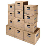 Smoothmove Classic Moving & Storage Boxes, Assorted Sizes, Half Slotted Container (hsc), Brown Kraft/blue, 12/carton