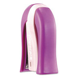 Spring-powered Handheld Compact Stapler, 15-sheet Capacity, Purple