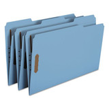 Top Tab Colored 2-fastener Folders, 1/3-cut Tabs, Legal Size, Blue, 50/box